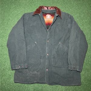Vintage Woolrich Chore Barn Aztec Southwestern Blanket Lined Green XL Jacket